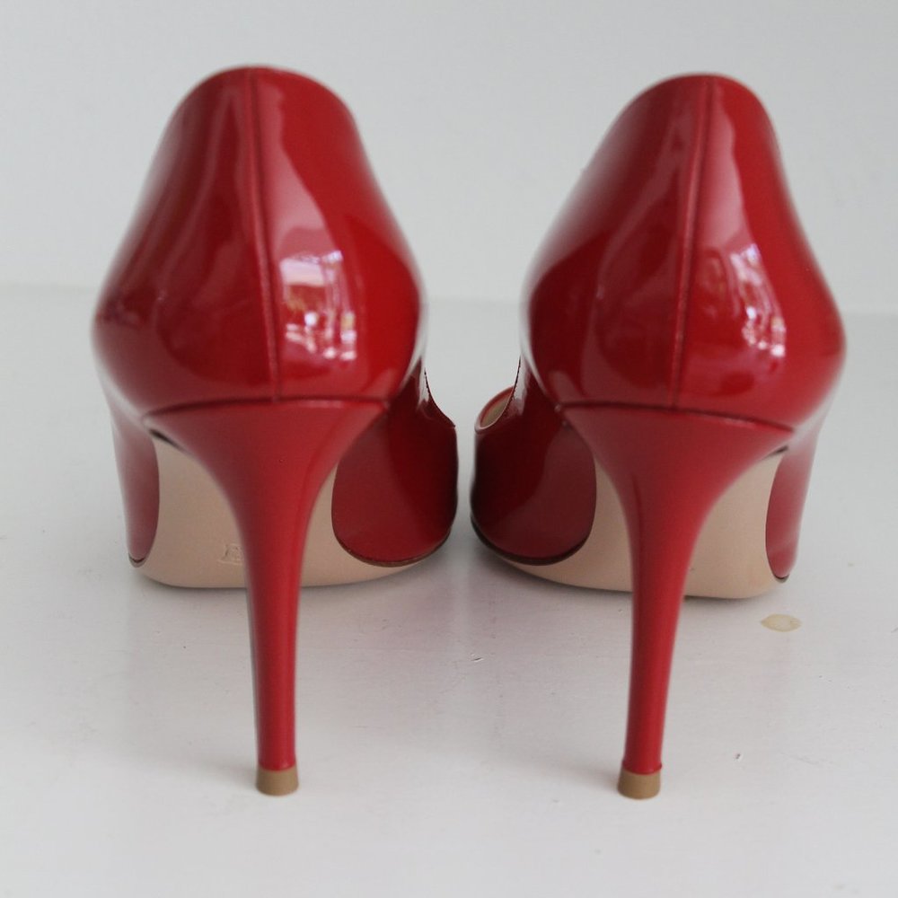 NEW GIANVITO ROSSI RED PATENT LEATHER HILLS PUMPS SHOES 38 - Picture 8 of 12